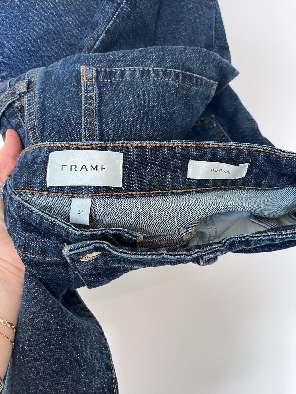 Frame Denim Straight Leg Jeans in Dark Blue Wash